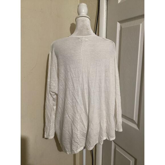 Velvet by Graham Spencer White Linen Boatneck Pullover Top Long Sleeve XL - Picture 4 of 7